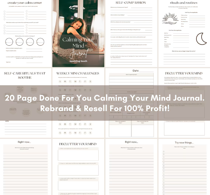 Calming Your Mind Journal | Mental Health Planner | Self-Care Workbook | Digital Download